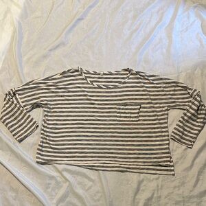 Athleta Long Sleeve Striped Tee With Pocket XL